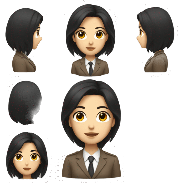 Female defense attorney with long black hair with brown suit emoji