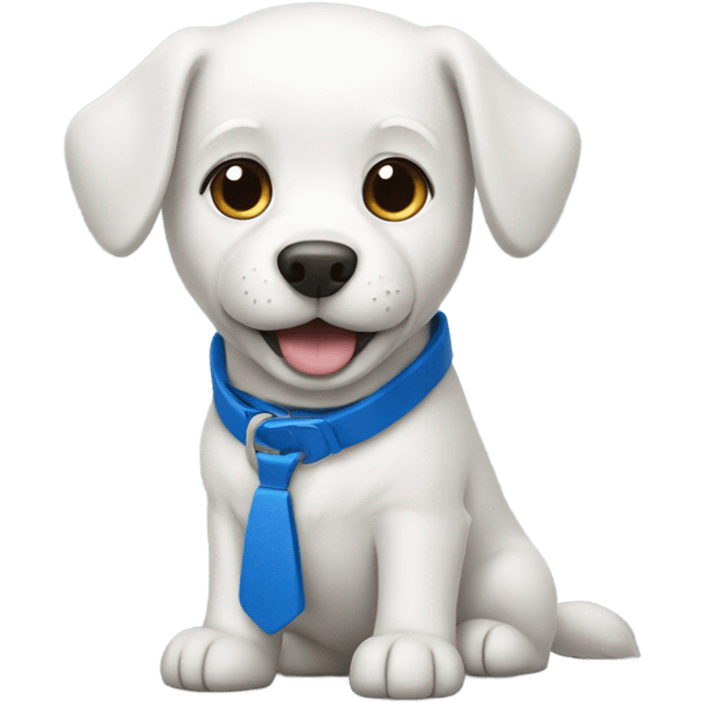 White dog with blue collar emoji