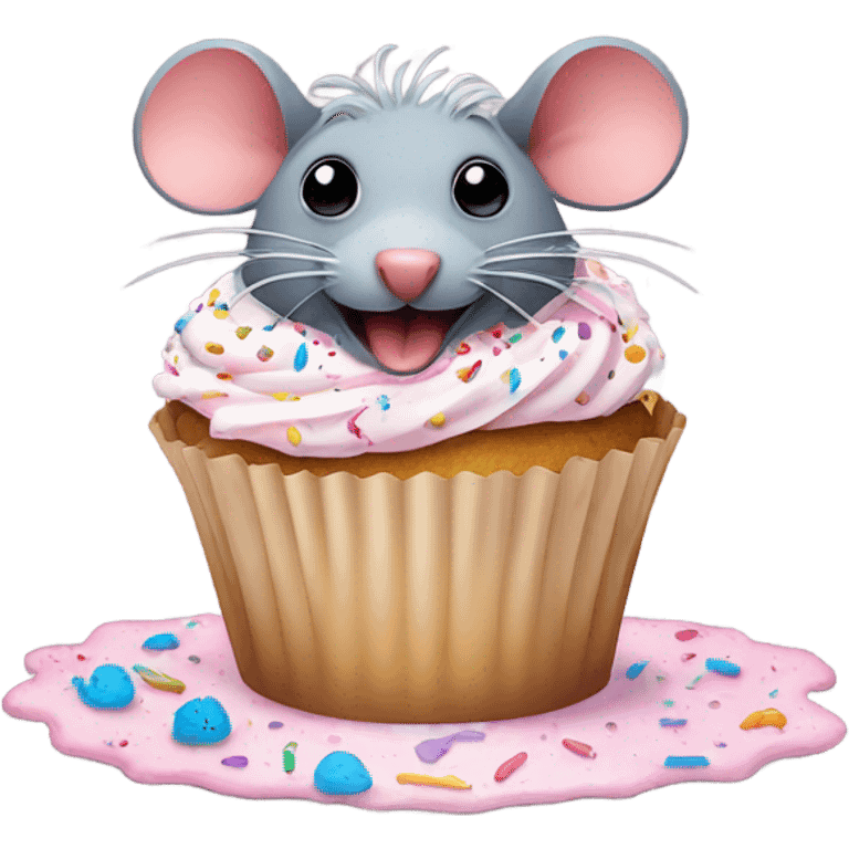 A ugly Rat in a cupcake  emoji