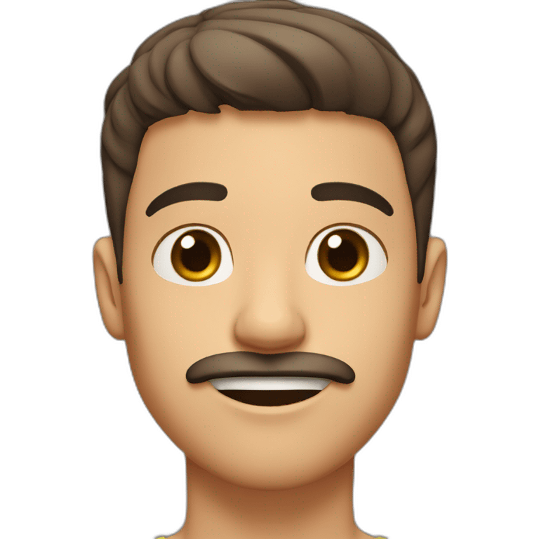 Brown hair Young Guy with a mustache and gel on his short hair big jaw big nose and an arabic tone of skin emoji