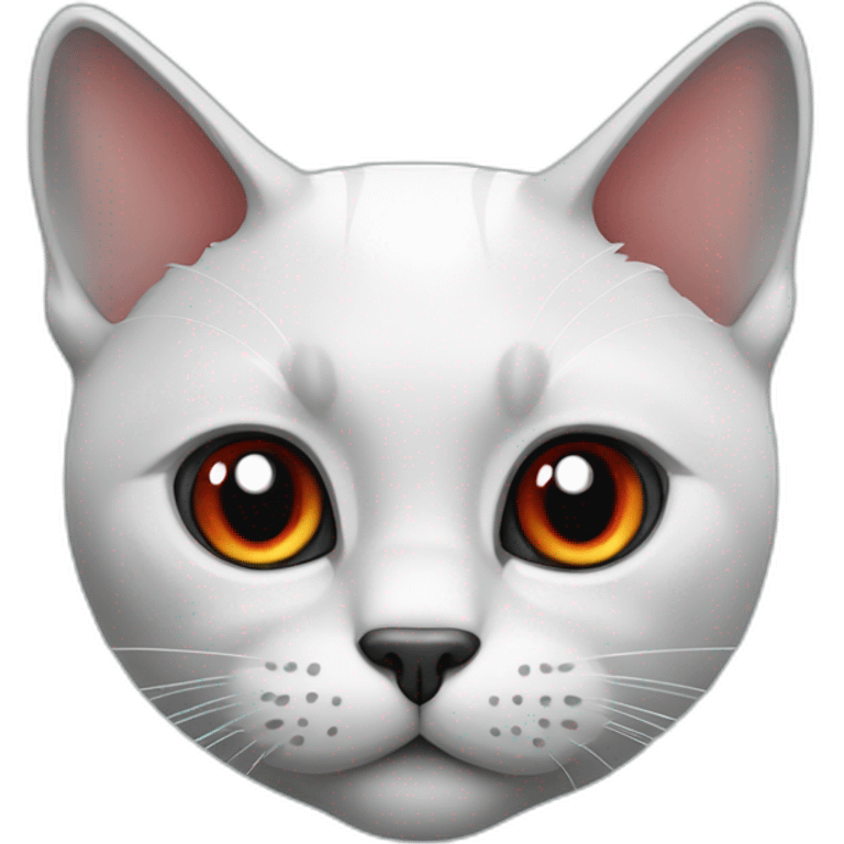 British cat white and gray with red nose and dark gray ears, with blue eyes emoji