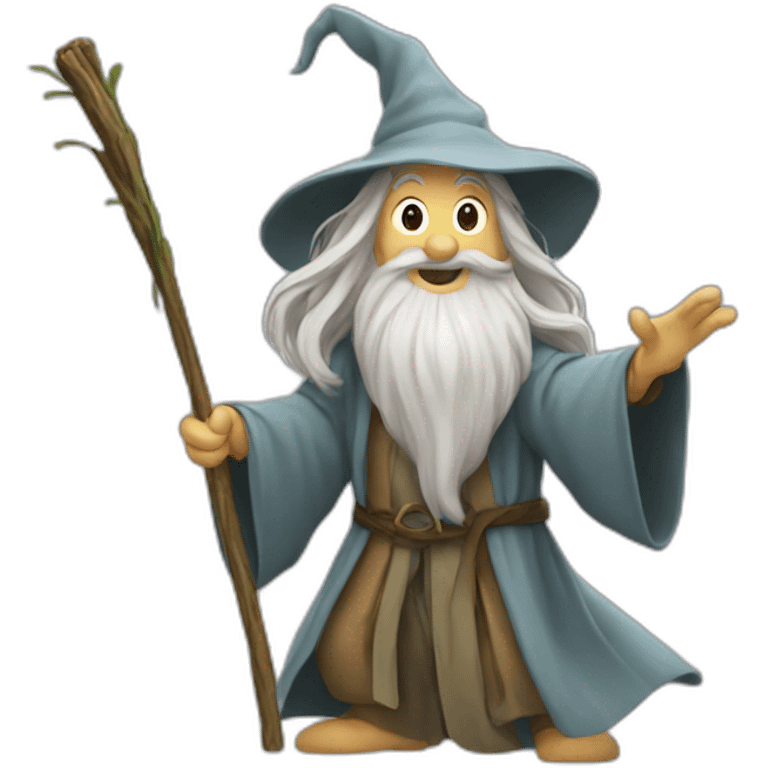 gandalf with a stick dancing with froddo emoji