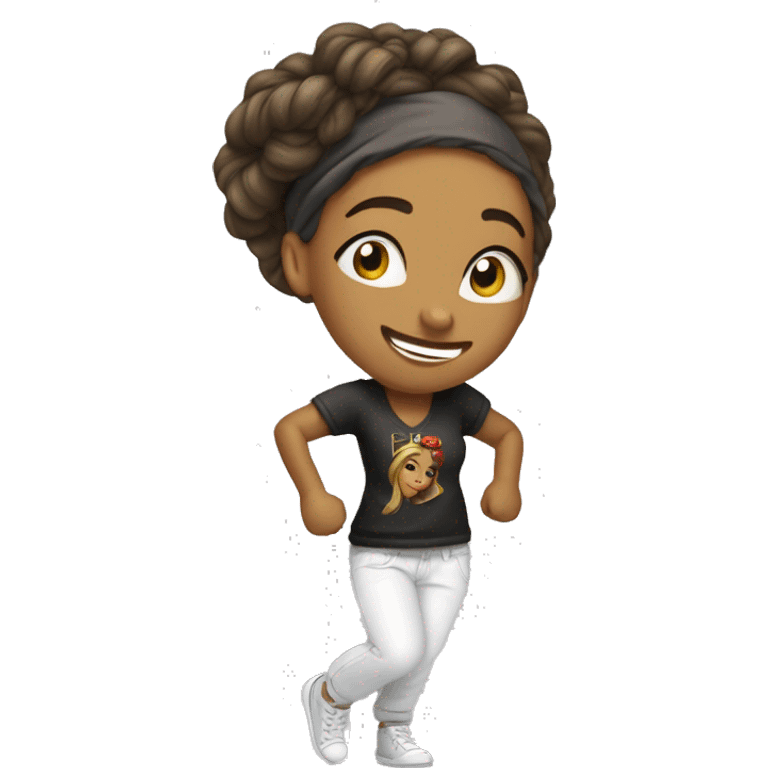 Garota Branca de cabelo castanho dançando hiphop emoji