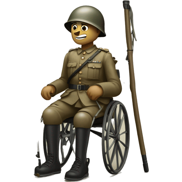 disabled ww1 soldie with amputation on crutches emoji