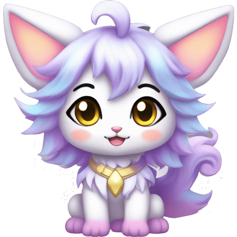 Cute Kawaii Chibi Anthro Sona Colorful Ethereal Pretty see Godly Celestial Shiny Fakemon Full Body emoji