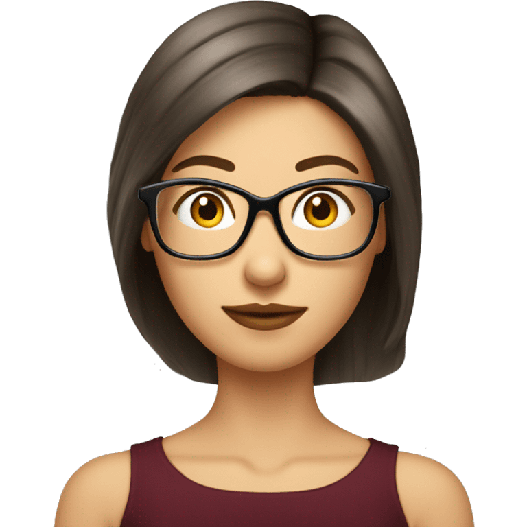 Femme jeune cheveux châtain lisse long lunette emoji