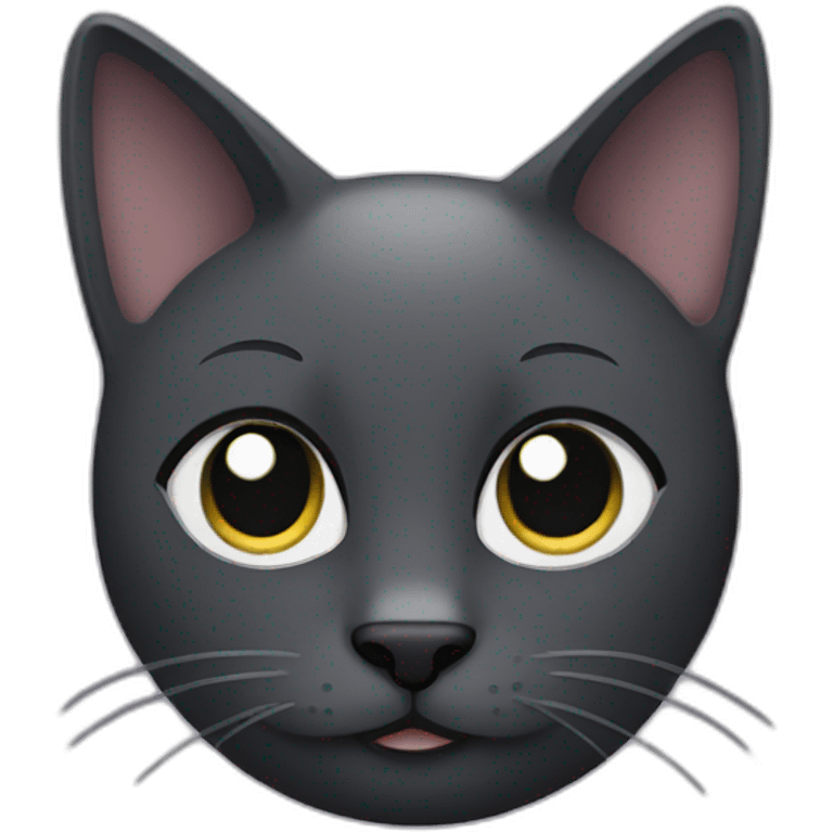 There is a Grey black cat face on love. emoji