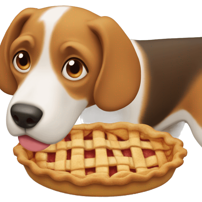 beagle eating an apple pie emoji