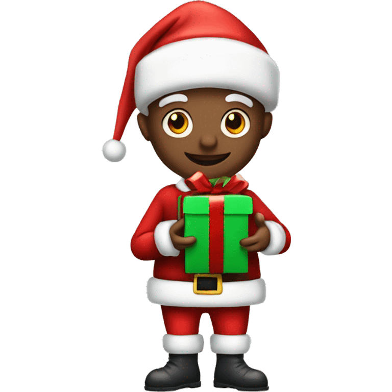 Christmas santa With Christmas elf holding presents emoji