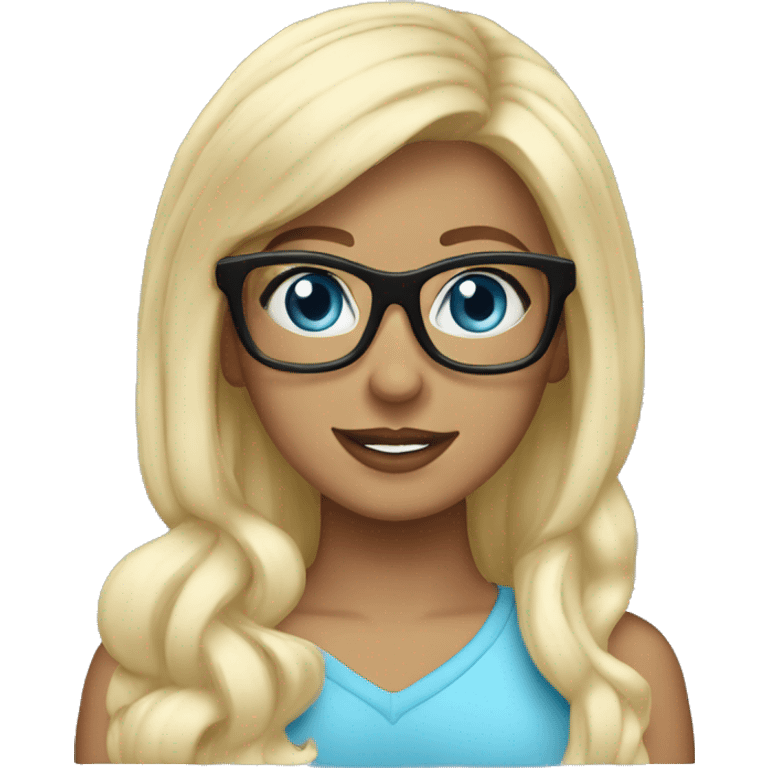 girl blondie blue eyes black glasses big luge emoji