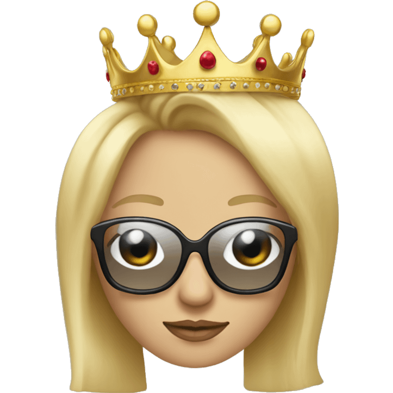 Create a drawing of a woman with blonde hair, sunglasses and a crown emoji