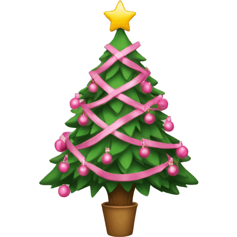 Christmas tree with pink decorations  emoji