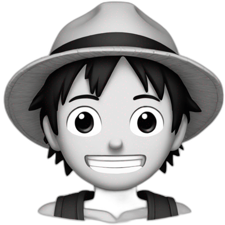 Luffy in black and white emoji