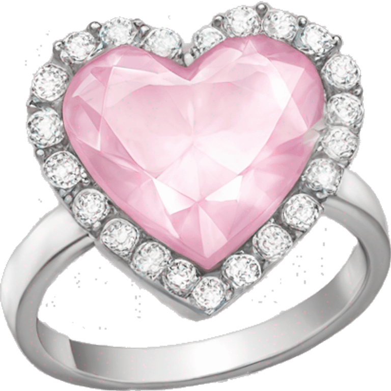 Diamond silver  ring light pink heart emoji