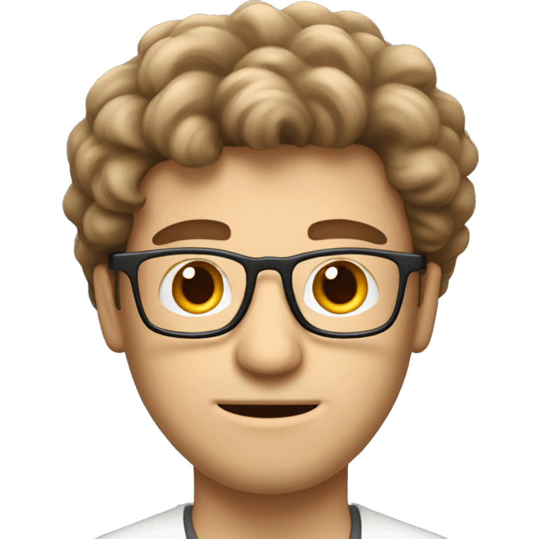 a white guy that study computer science and use glasses and have a lot of hair, him hair is withe brown and he uses a brown hat from chile emoji