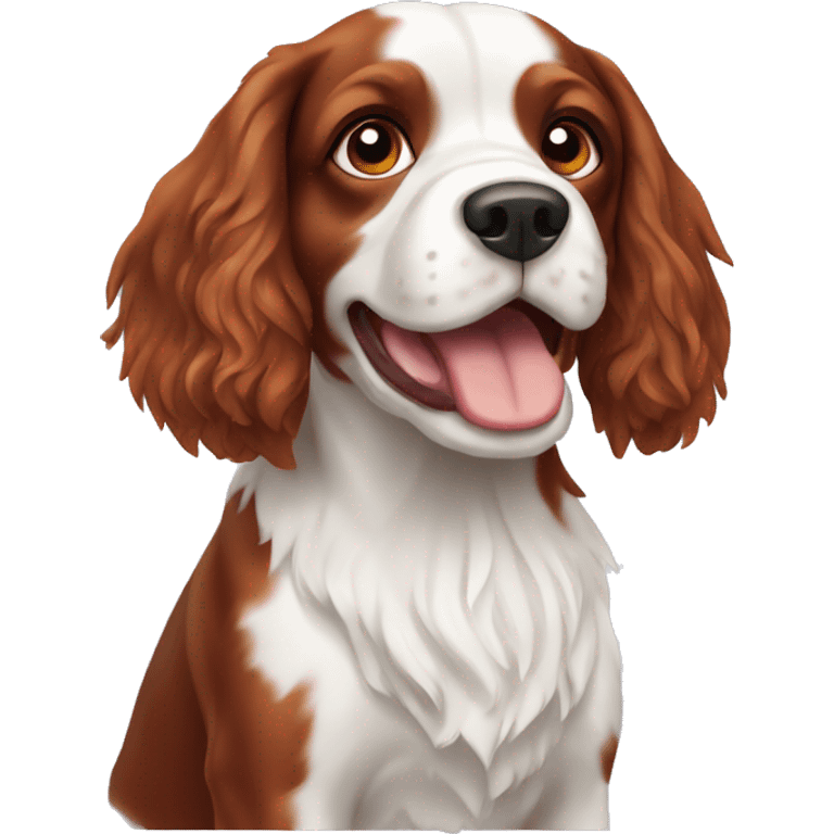 Red and white french britanny spaniel dog emoji