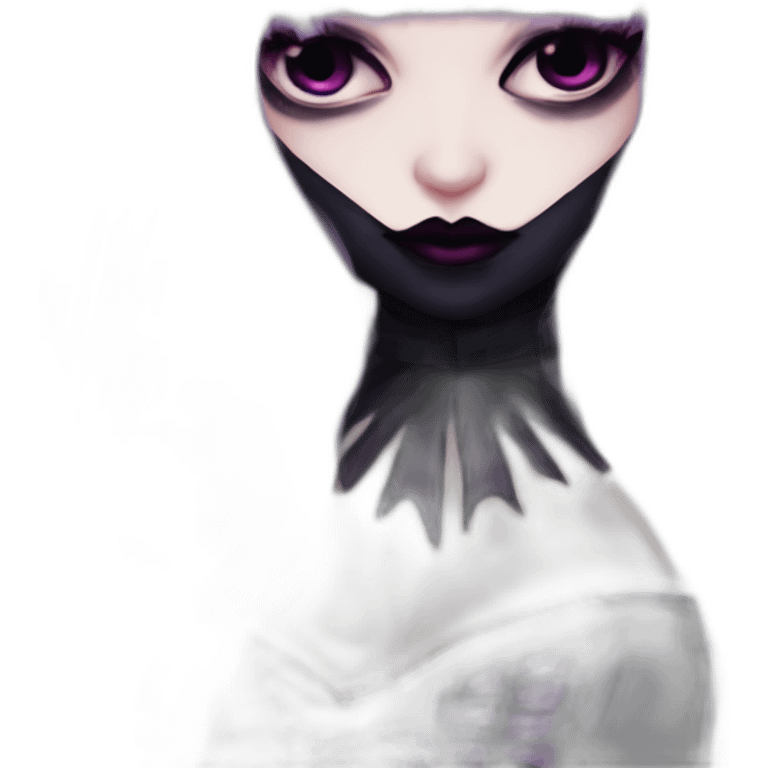 Elissabat-with-bangs-long-hair-dark-purple-and-black-vampire-goth-makeup-pinkeyes-romanticgothcloses- emoji