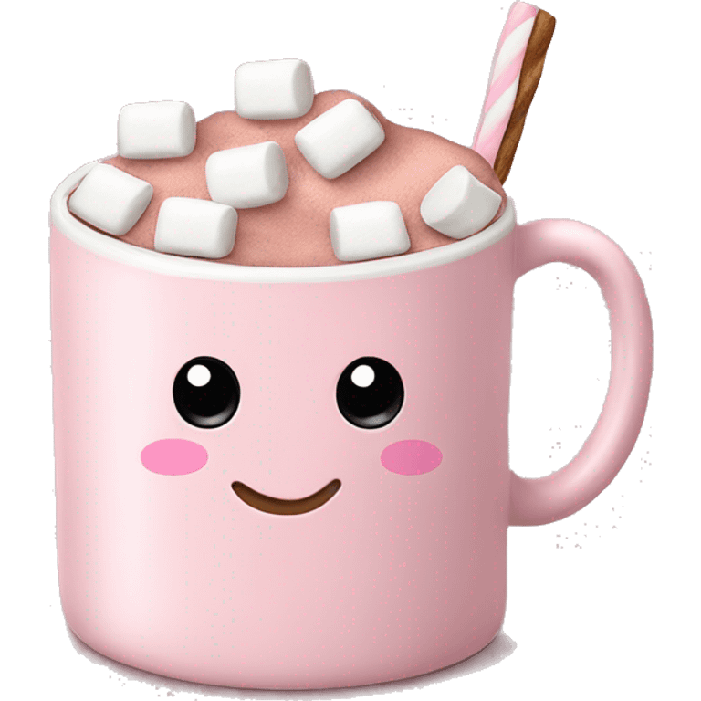 Light Pink mug of hot chocolate with marshmallows  emoji