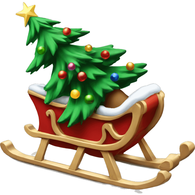 Christmas tree on a sled  emoji