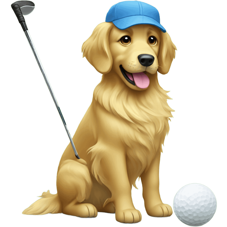 Golden retriever golfing emoji