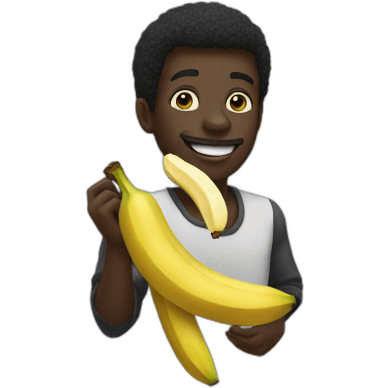 blackman eating banana emoji