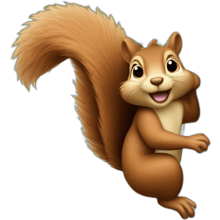 a squirrel hangs from a tree emoji