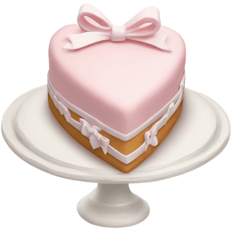 Pastel pink heart shaped cake with fancy white icing and bows emoji