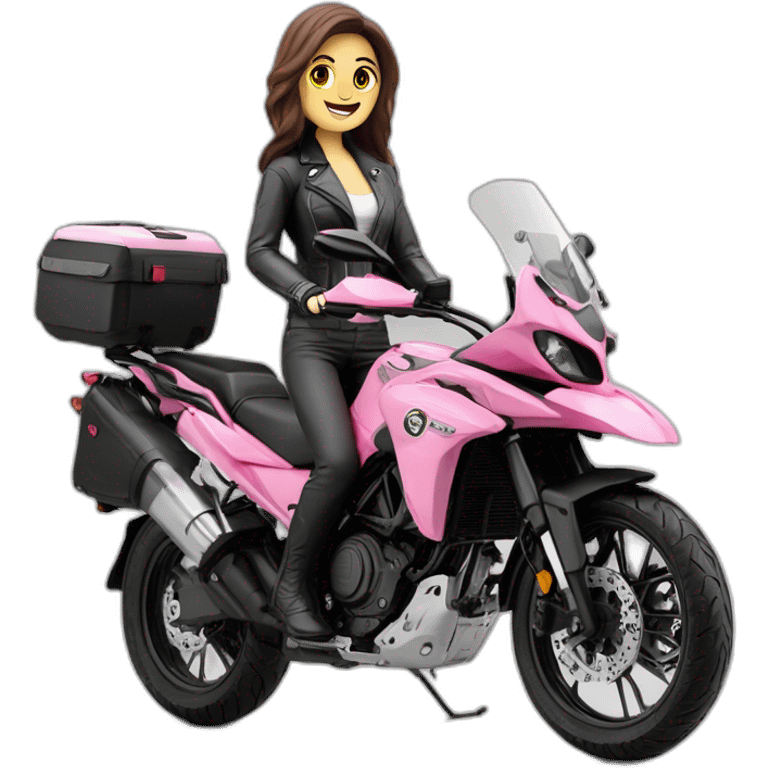 Moto benelli trk 502X color rosa con mujer gordita m emoji