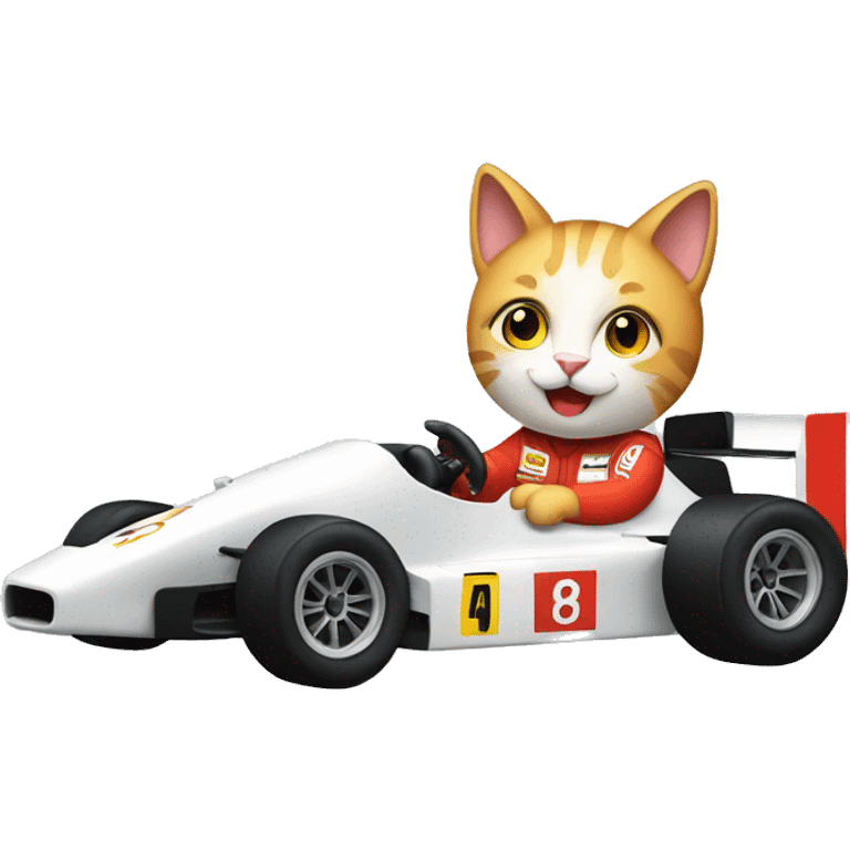 cat driving a f1 car emoji