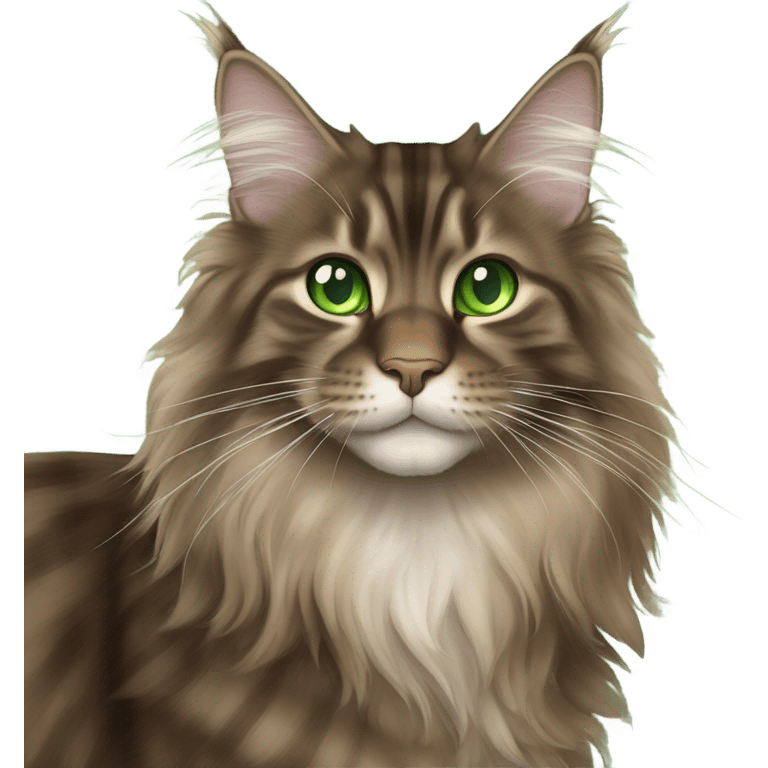 Brown main coon cat with green eyes emoji