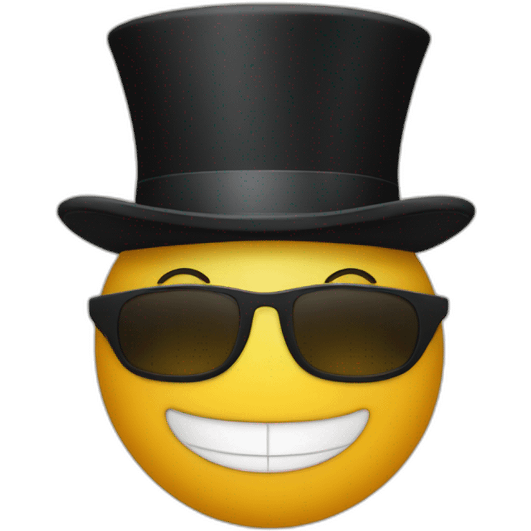 top hat with a face emoji