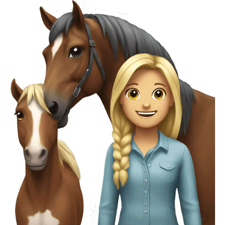 Horse and a girl happy  emoji