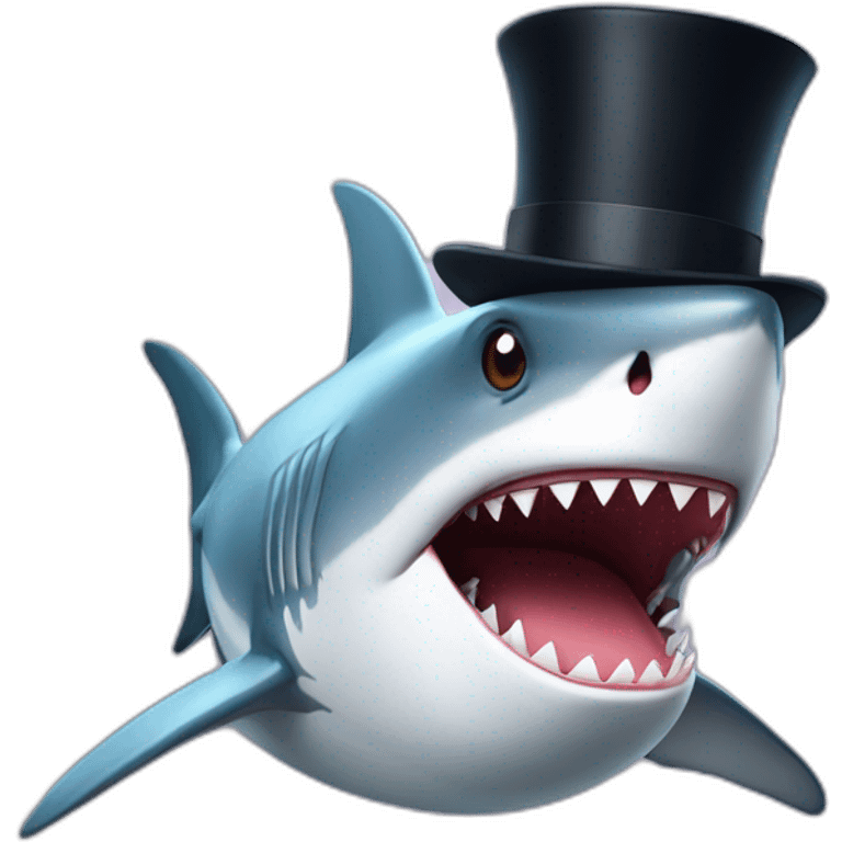 Shark with a top hat emoji