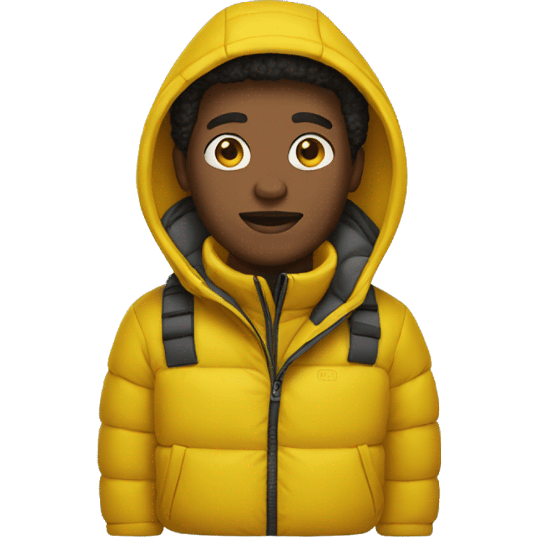 black man wearing yellow puffer jacket emoji