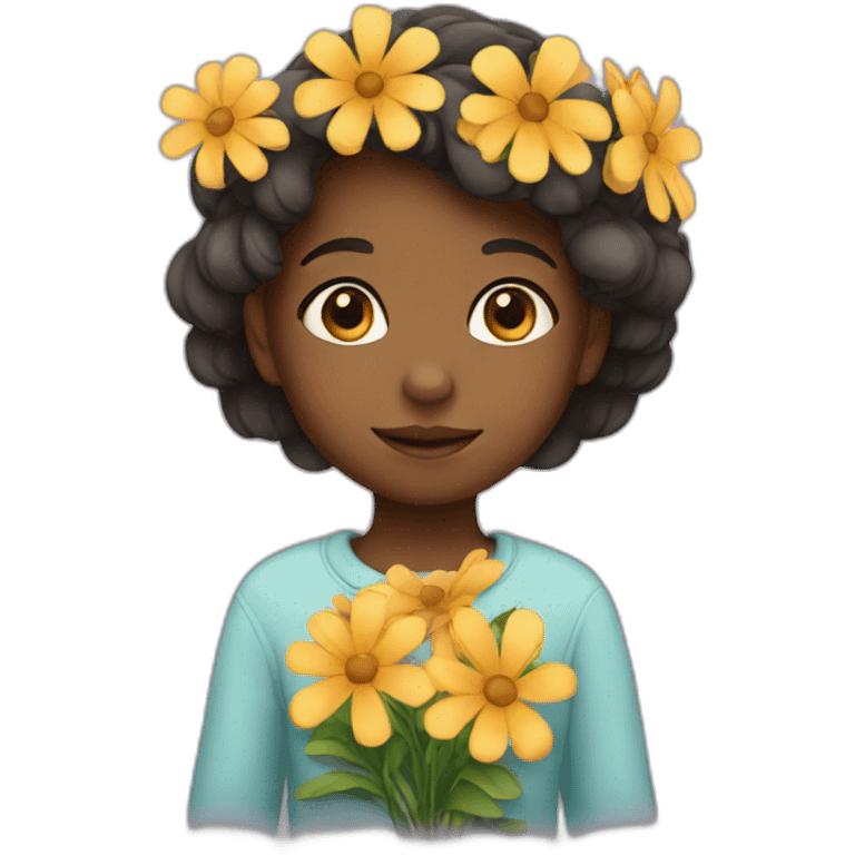 Little  girl with flowers emoji