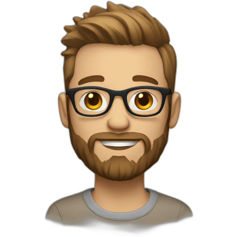 hipster designer with a short beard and light brown short messy hair emoji