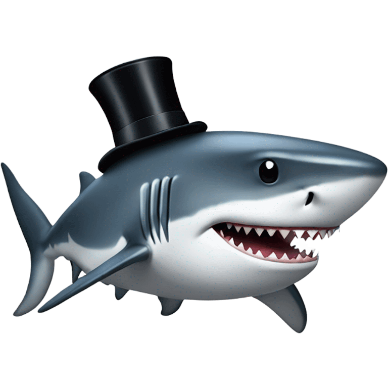 Shark with a top hat emoji