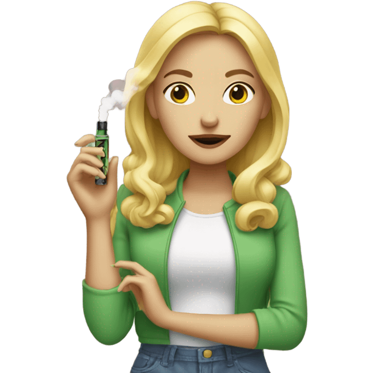 Blonde girl holding two vapes on in each hand  emoji