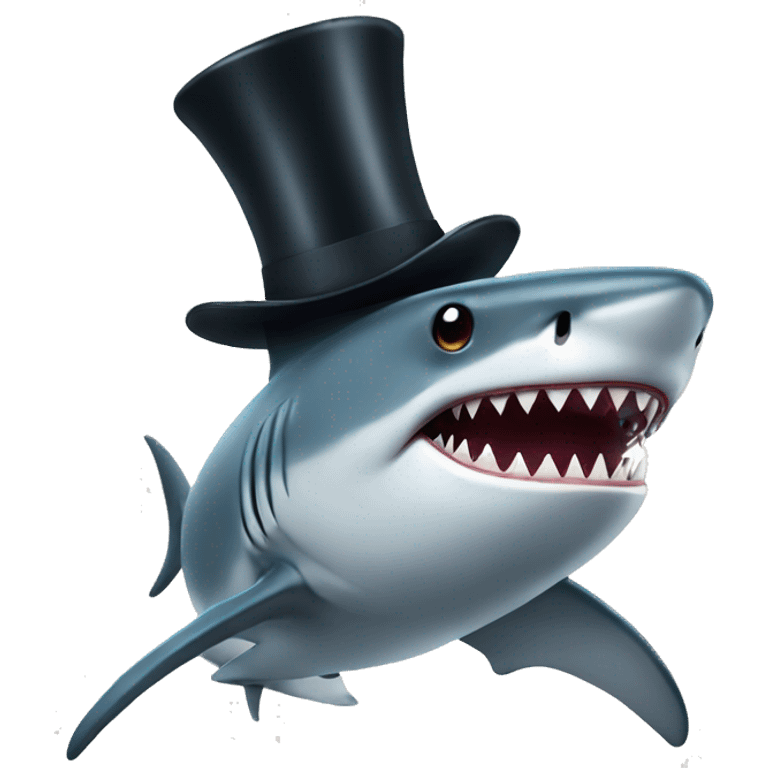 Shark with a top hat emoji