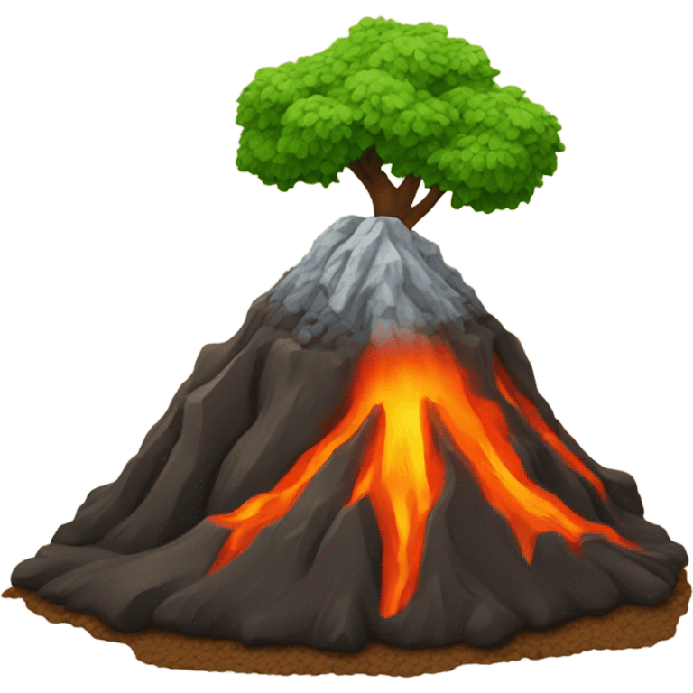 Volcano with a tree emoji