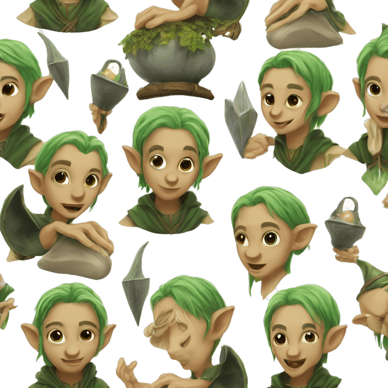 house-elves: Small, humanoid creatures bound to serve wizards and witches, known for their loyalty and powerful magic emoji