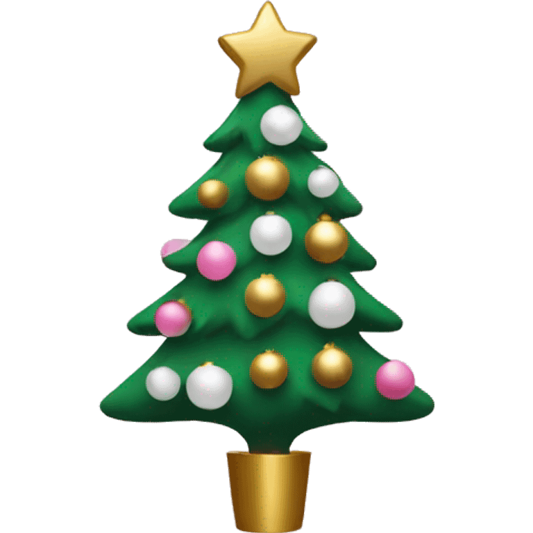 christmas tree with pink and gold and white decorations emoji