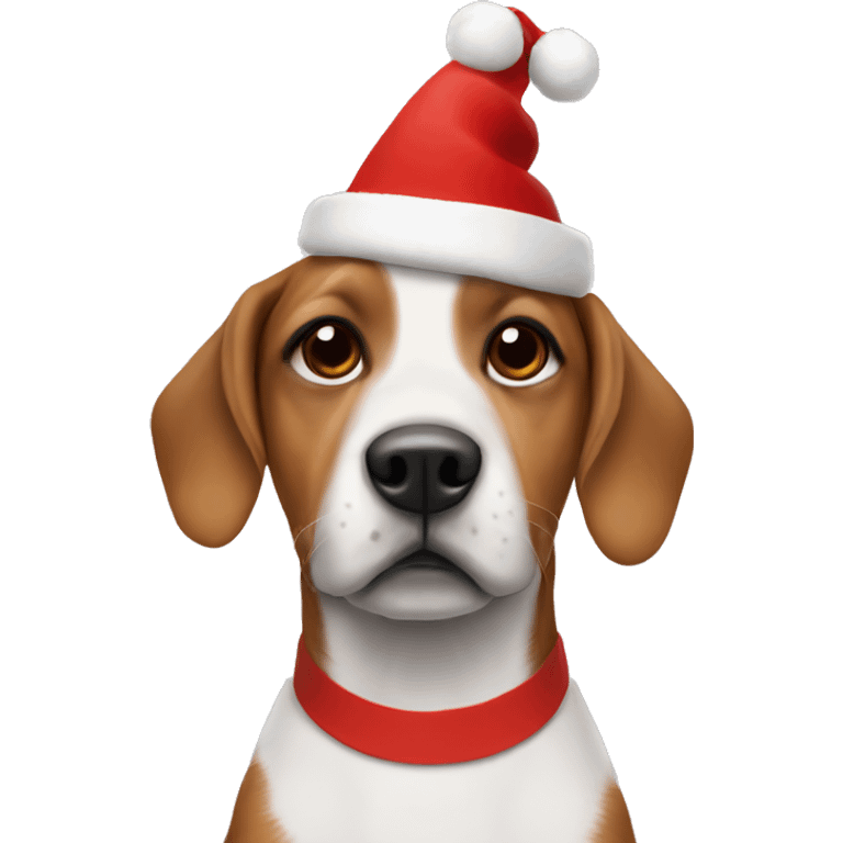 French dog Christmas hat emoji