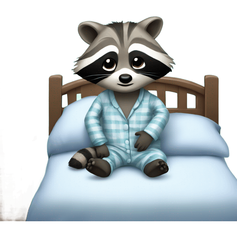 Very sleepy raccoon going to bed in pajamas  emoji