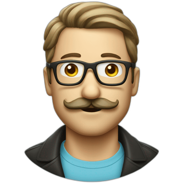 Un monsieur avec une moustache et des lunettes emoji