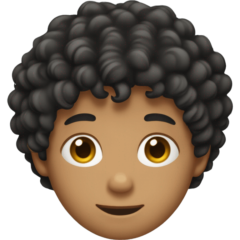 apple emoji style, a boy with black curly hair, tanned skin and with a blue top emoji