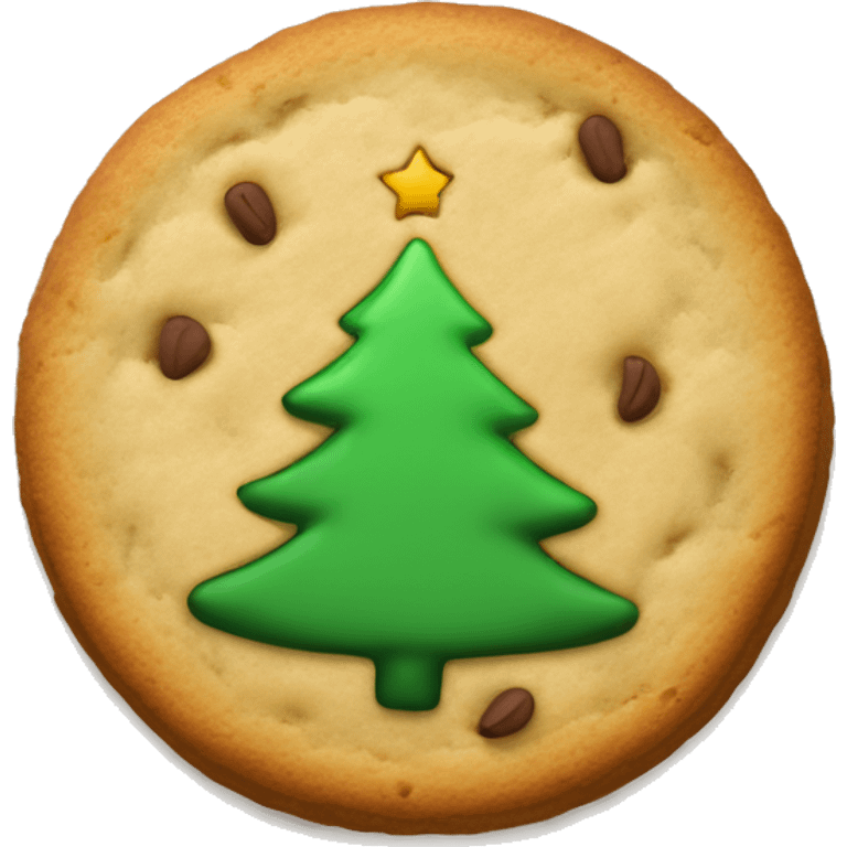 Just One simple Round plain cookie with a green Christmas tree in the center top very basic emoji