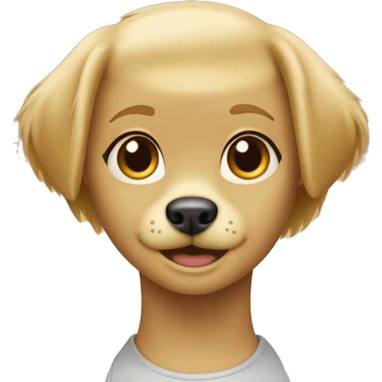 Short haired blond Girl and golden retriever  emoji