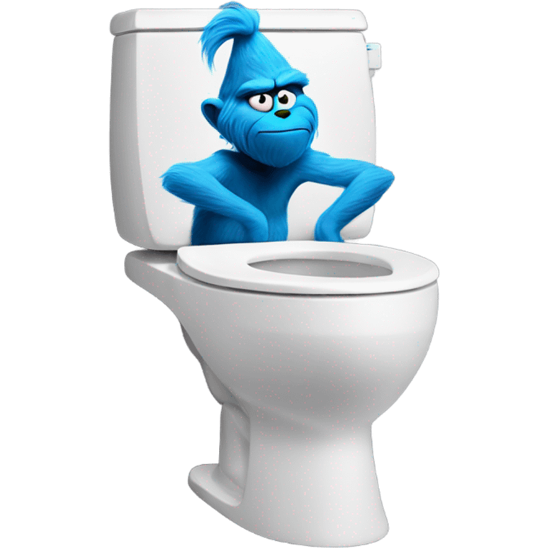 Blue grinch sticking out a toilet  emoji