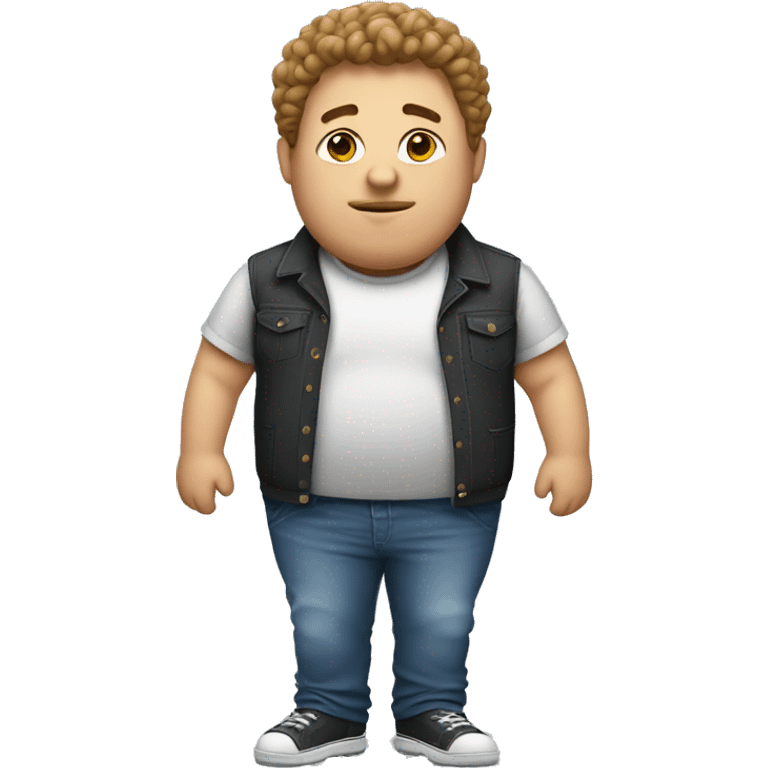 short fat guy with short curly hair and tight shirt and tight jeans emoji